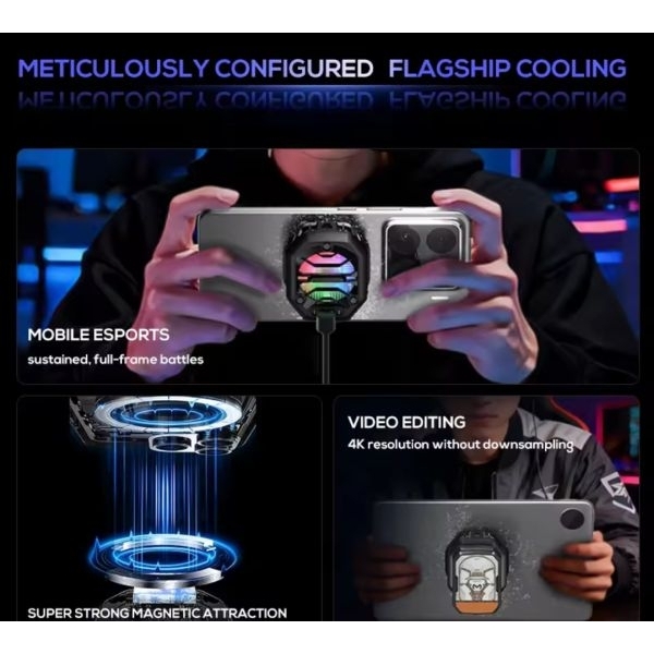 MEMO CX14 Magnetic Mobile Cooler Fan with Built-in Power Bank | 10W Semiconductor Phone Cooling Fan | RGB | Type-C | Gaming Radiator - Image 5