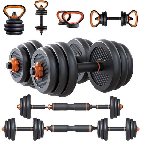Men's Adjustable Dumbbell Set Home Fitness Workout Weightlifting Adjustable Fitness Equipment 6 In1 20Kg Dumbbell Kettlebell - Image 2
