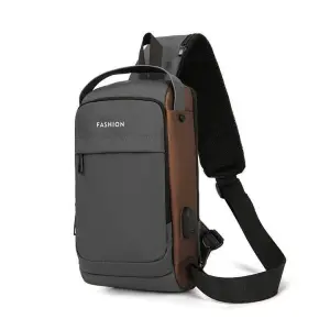 Men Multifunction Anti-theft USB Shoulder Bag Crossbody Bag Travel Sling Bag Pack (Color May Vary)