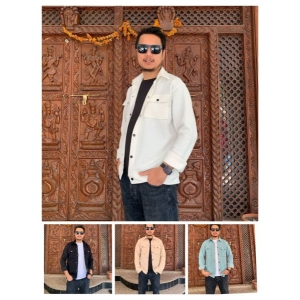 Men's Coat Long Sleeve Solid Color Jacket with Small Triangle Decoration Loose Fit Outerwear.