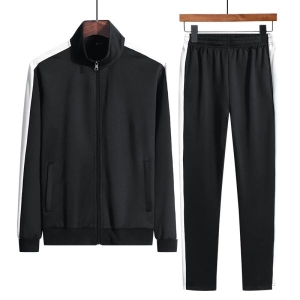Men's Cotton Fleece White Stripe Tracksuit. - Fashion | Jackets For Men | Trousers For Men | Men's Wear |