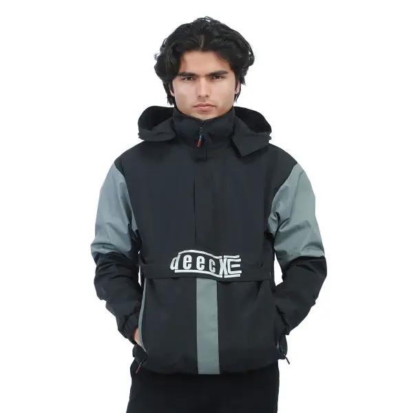 Men's Stylist Front Deep Pocket Double Layered Wind/Waterproof Half Zipped Jacket. - Image 3