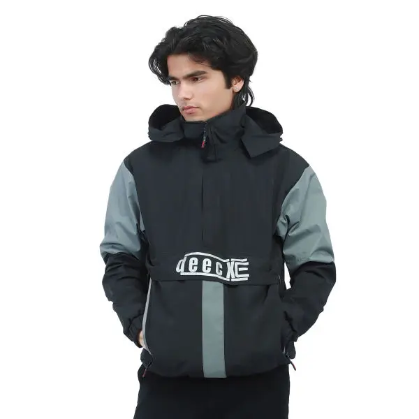 Men's Stylist Front Deep Pocket Double Layered Wind/Waterproof Half Zipped Jacket. - Image 4