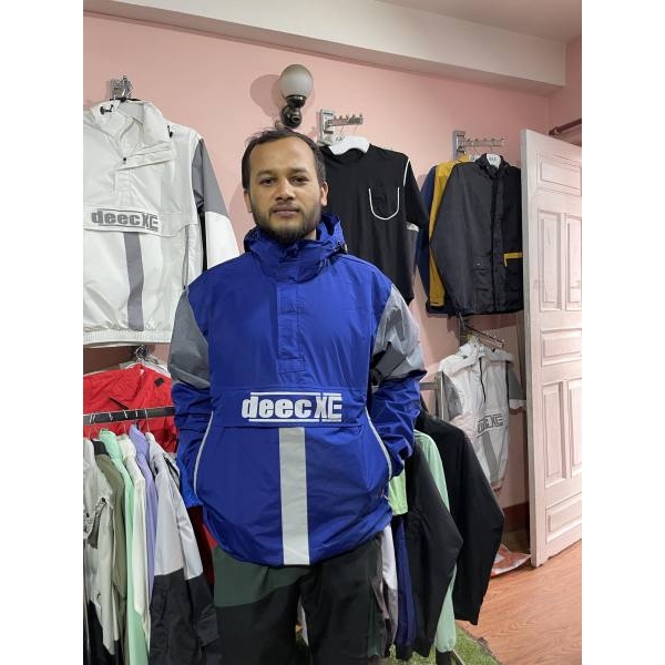 Men's Stylist Half Zipped Hooded Waterproof/Wind Proof Jacket. - Image 4
