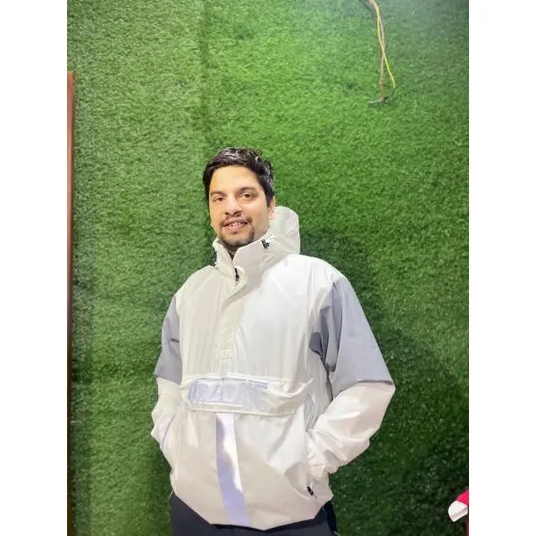 Men's Stylist Hooded Half Zipped Waterproof Windcheater Jacket. - Image 3