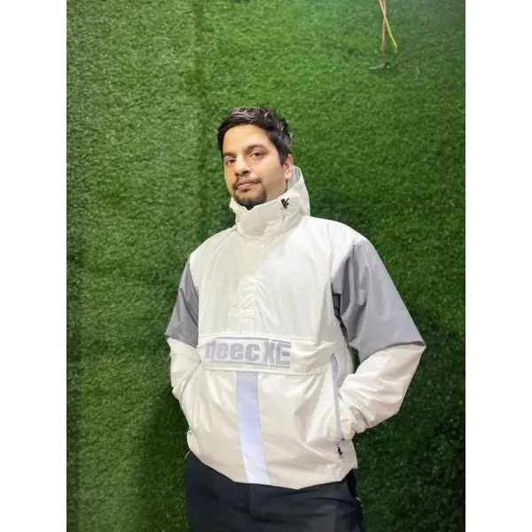 Men's Stylist Hooded Half Zipped Waterproof Windcheater Jacket. - Image 4