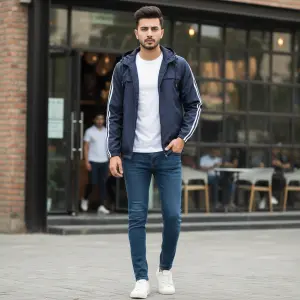 Men's Summer Double Layered 2 Stripe Windcheater Jacket. - Fashion | Jackets For Men | Men's Wear | Windcheaters |