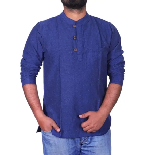 Men's Summer Round-Neck Cotton Kurta-Shirt - Image 4