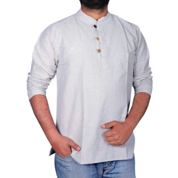 Men's Summer Round-Neck Cotton Kurta-Shirt - Image 3
