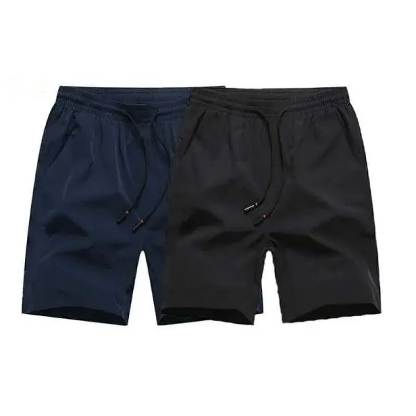 Men's Summer Stretchable Wrinkle Plain Half Pant With 3 Zipped Pocket (Set of 2 ) - Fashion | Men's Wear | - Image 2
