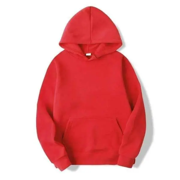 Men's Winter Cotton Fleece Plain Red Hoodies. - Fashion | Hoodies For Men | Men's Wear | Winter Hoodies | - Image 2
