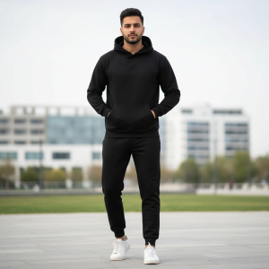 Men's Winter Warm Cotton Fleece Plain Hoodies And Joggers Tracksuit set.(Black Set) - Fashion | Joggers For Men | Men's Wear | Joggers | Hoodies |