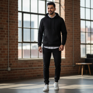 Men's Winter Warm Fleece Plain Hoodies and Joggers Set of 2 .