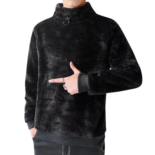 Men's Winter Warm Fur Polar Full High-Neck Sweatshirt. - Fashion | Sweatshirts For Men | Men's Wear | - Image 3