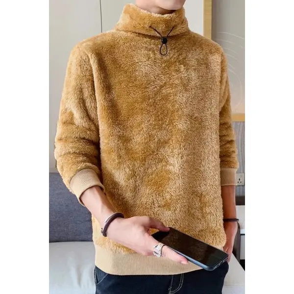 Men's Winter Warm Fur Polar Full High-Neck Sweatshirt. - Fashion | Sweatshirts For Men | Men's Wear | - Image 4