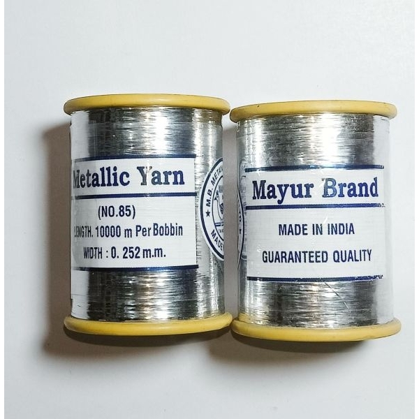 Metallic Yarn for Embroider, Embroidery Metallic zari Threads Silver Colour for aari Work Hand Embroidering - Image 3