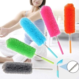 Microfiber Feather Duster Bendable & Extendable Fan Cleaning Duster with 33 inches Expandable Pole Handle Washable Duster for High Ceiling Fans, Window Blinds, Furniture(Color May Vary)