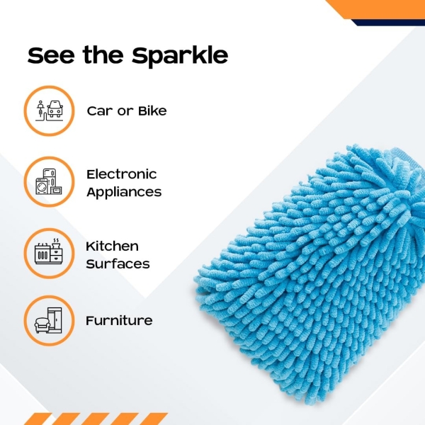 Microfiber House Cleaning and Car Wash Mitts (Pack of 3) - Image 4