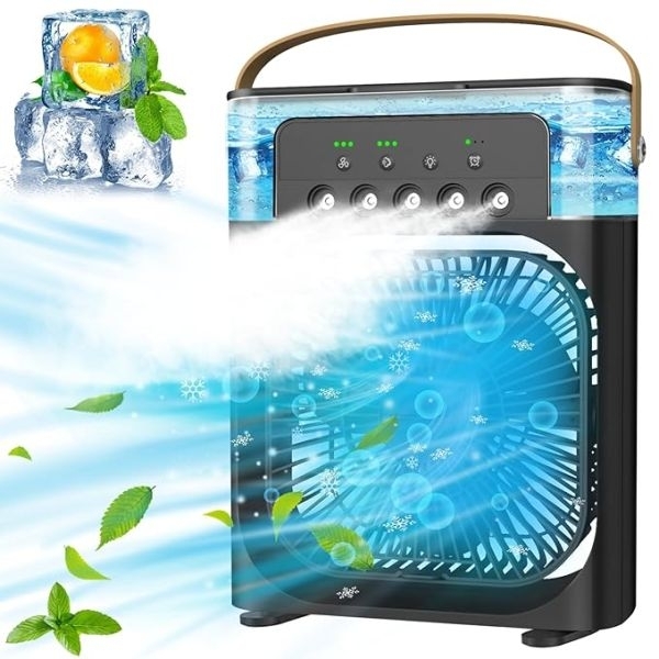 Mini Air Conditioner - Portable Small Personal Cooler Quiet Ac Mini Computer Cooling Fan Usb Powered 1/2/3H Timer , 3 Speed - Image 3