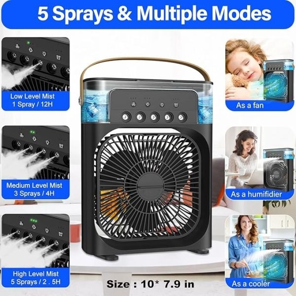 Mini Air Conditioner - Portable Small Personal Cooler Quiet Ac Mini Computer Cooling Fan Usb Powered 1/2/3H Timer , 3 Speed - Image 4