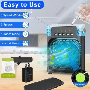 Mini Air Conditioner - Portable Small Personal Cooler Quiet Ac Mini Computer Cooling Fan Usb Powered 1/2/3H Timer