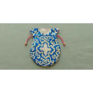 Mini Brocade Drawstring Pouch – 17x20 cm | Handmade Jewelry & Coin Bag