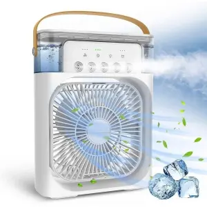 Mini Cooler Fan Humidifier Portable USB Cooler Fan With Mist & LED Light (Color May Vary)