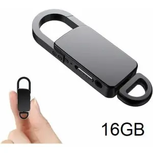 Mini Key Chain Voice Recorder 8/16GB Portable Hidden Activated Small Digital Audio Sound Recording MP3 Player HD Voice Quality Spy Audio Recorder