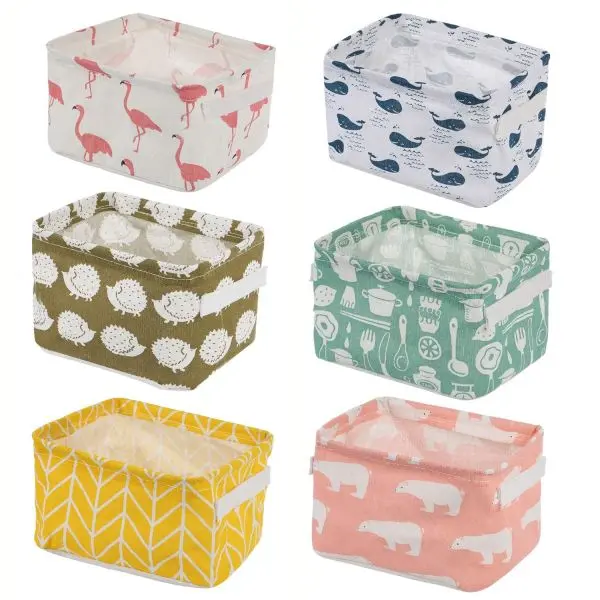 Mini Size Canvas Fabric Storage Bins Shelf Baskets Organizers for Nursery Kids Room (1PC) - Image 3