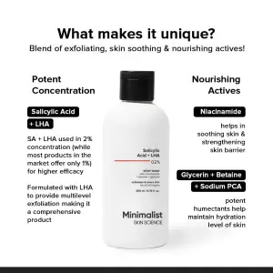 Minimalist 2% Salicylic Acid Body Wash | Acne Body Wash for Exfoliating, Excess Sweat, Rough & Bumpy Skin | Sulphate (SLS), Dye, & Fragrance Free | Shower Gel For Women & Men | 6.76 Fl Oz / 200 ml