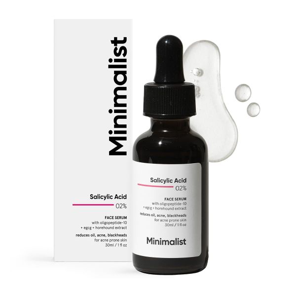 Minimalist Anti-Acne 2% Salicylic Acid Face Serum for All Skin Types | Reduces Blackheads,Oiliness, Excess Oil & Bumpy Texture | BHA Based Exfoliant | 30 ml
