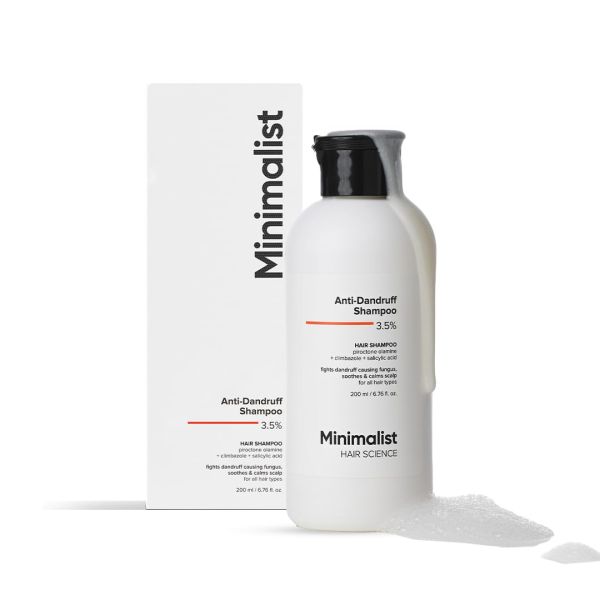 Minimalist Anti-Dandruff Shampoo | Clarifying Shampoo with Salicylic Acid, Climbazole & Piroctone Olamine | Remove Flakes, Soothes Itchy Scalp & Reduces Dandruff | Sulphate-Free | Fragrance-Free | Suitable for All Hair Types | For Women & Men | 200 ml