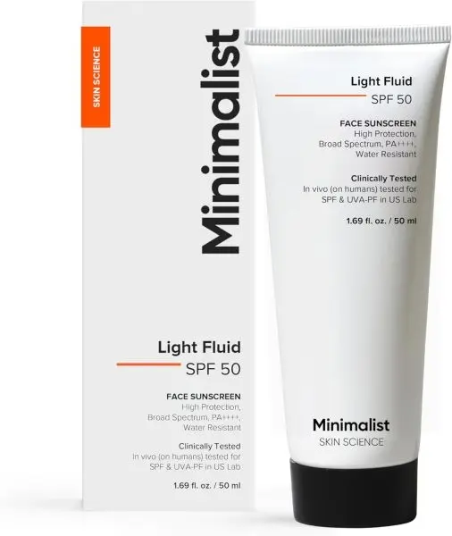 Minimalist SPF 50 Light Fluid Sunscreen | PA++++ | No White Cast | Water & Sweat Resistant | Clinically Tested in US (In-Vivo) | 50 ml by Genuine Collection