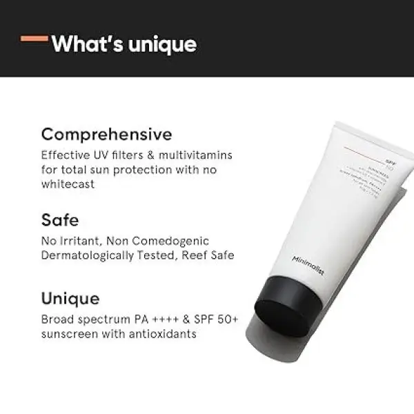 Minimalist Sunscreen SPF 50 Lightweight with Multi-Vitamins | No White Cast | Broad Spectrum PA ++++ | For Women & Men | 50g - Image 2