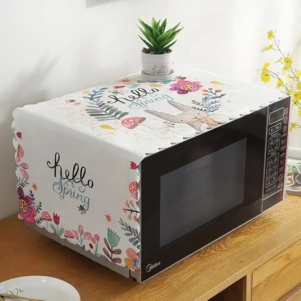 Modern Style Linen Cover Microwave Oven Dust Proof Cover - Image 3