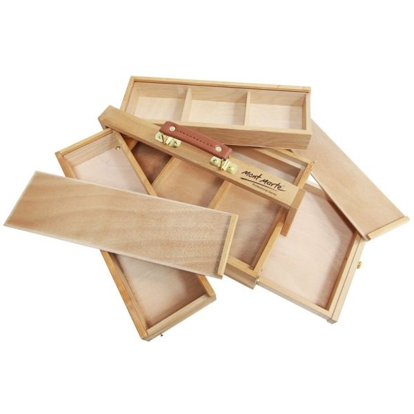 Mont Marte Multi-Purpose Wooden Art Box. 3 Layers of Storage for Organizing Art Supplies. Features a Leather Carry Handle for Easy Transport - Image 4