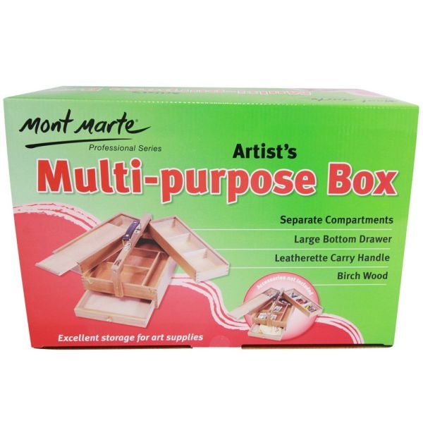 Mont Marte Multi-Purpose Wooden Art Box. 3 Layers of Storage for Organizing Art Supplies. Features a Leather Carry Handle for Easy Transport - Image 5