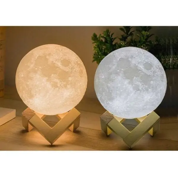 Moon Lamp With Wooden Base Home Decor Light - Moon Shape Design Table Lamp | Lamp For Home Decoration - Image 3