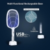 USB Rechargeable Electric Fly Swatter for Home and Outdoor Powerful Grid 3-Layer Safety Mesh Safe to Touch