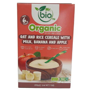 Mr. bio Organic Instant Baby Cereals (Oat and Rice Cereals with Milk, Banana and Apple) (200g)