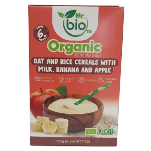 Mr. bio Organic Instant Baby Cereals (Oat and Rice Cereals with Milk, Banana and Apple) (200g)
