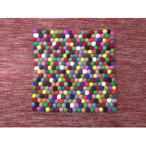 Multi Color 45 Cm x 45 Cm Square Felt Ball Seat/Sofa/Yoga Mat
