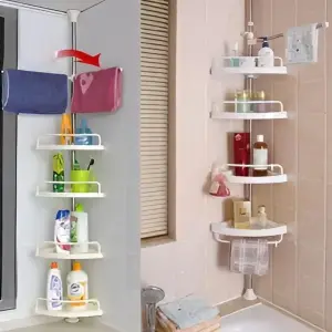 Multi Corner Shelf - 4 Tier Multi Use Rack Corner Shelf Holder Shelves Adjustable Storage Space Saver Organizer Kitchen Bathroom Toilet