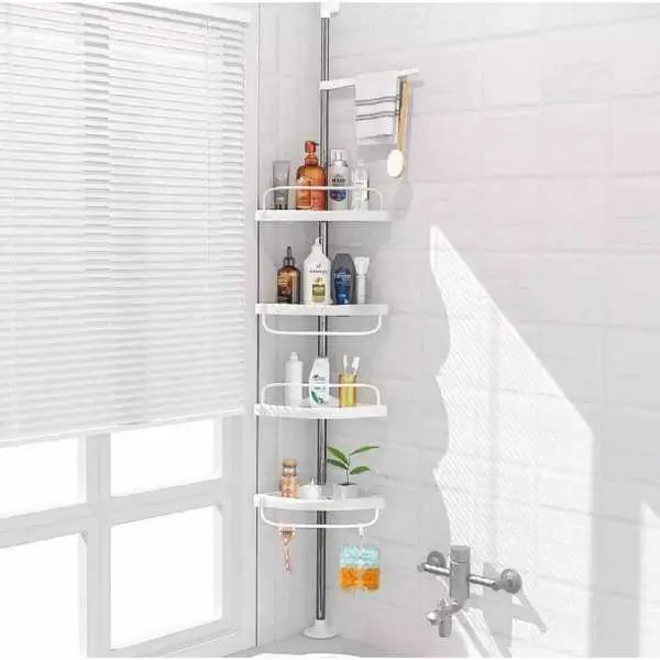 Multi Corner Shelf - 4 Tier Multi Use Rack Corner Shelf Holder Shelves Adjustable Storage Space Saver Organizer Kitchen Bathroom Toilet - Image 5