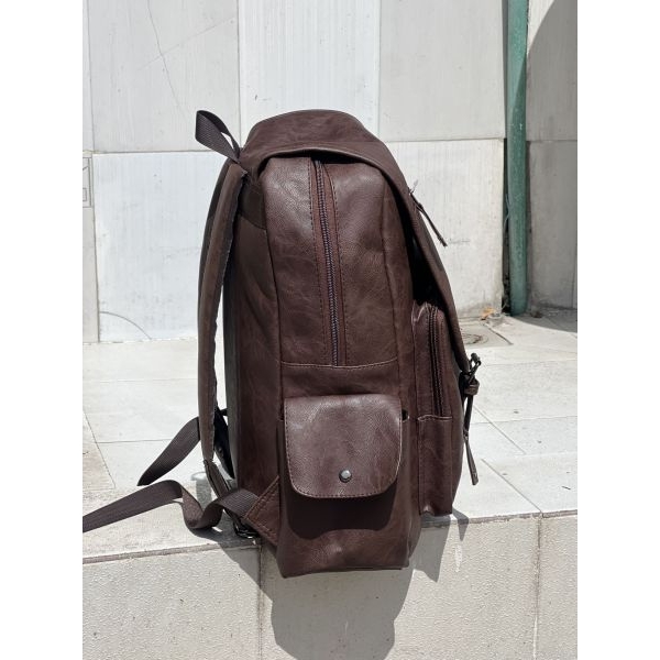Multi-Pocket Leather Backpack for Men – Durable School, Office & Travel Use - Image 2