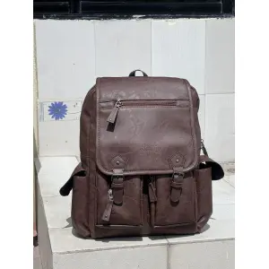 Multi-Pocket Leather Backpack for Men – Durable School, Office & Travel Use