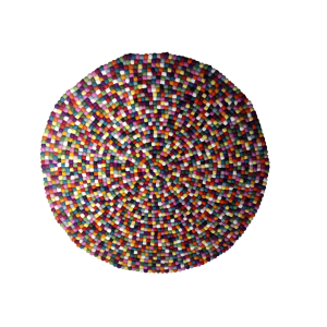 Multicolor 118 cm Round Hand-Felted Felt Ball Carpet for Home & Office Decoration