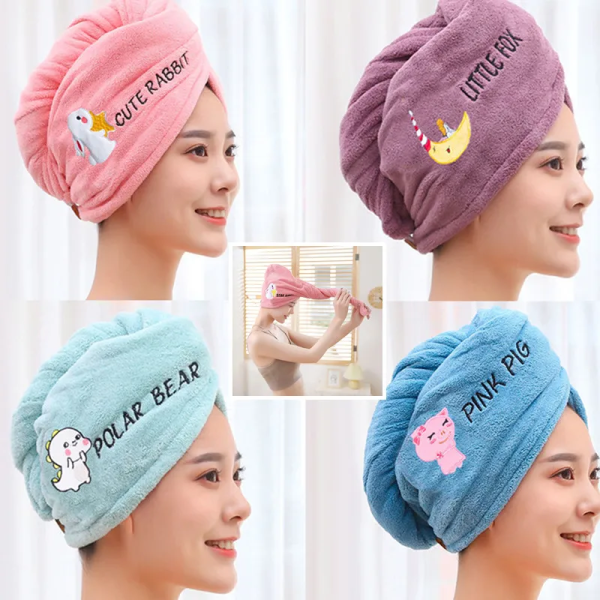 Multicolor Hair Drying Absorbent Microfiber Towel/Dry Shower Caps/Bathrobe Hat/Magic Hair Wrap For Women - Image 3