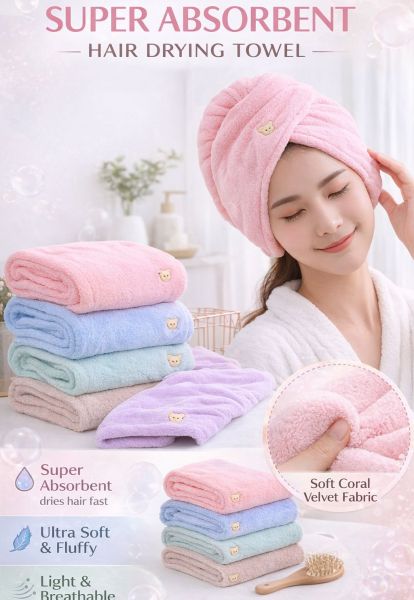 Multicolor Hair Drying Absorbent Microfiber Towel/Dry Shower Caps/Bathrobe Hat/Magic Hair Wrap For Women