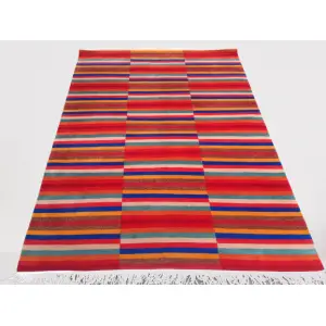 Multicolor Hand-Knotted Nepali Carpet – 5.64 Ft x 7.84 Ft, 60 Knots